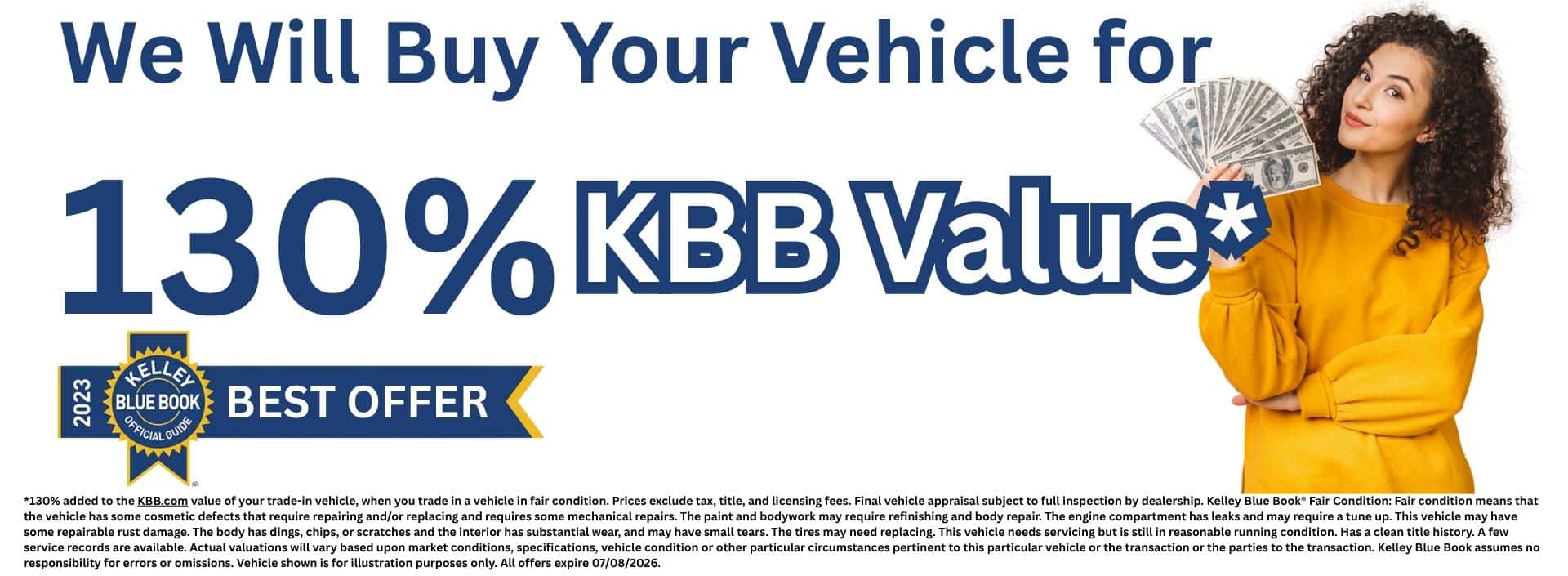 We Will Buy Your Vehicle for 130% KBB Value