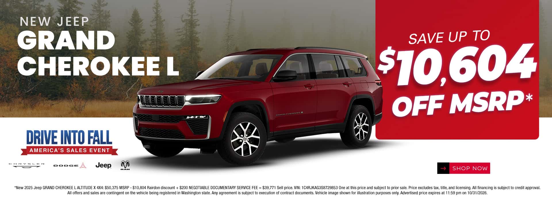 $10,604 off MSRP* on New Jeep Grand Cherokee L
