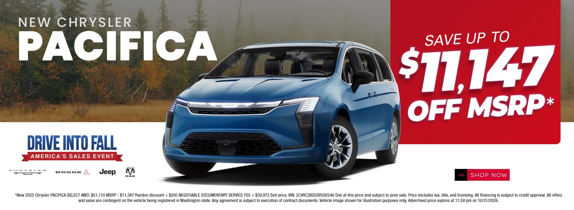 $11,147 off MSRP* on New Chrysler Pacifica
