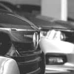 Black and White Photo of Cars Line of Cars