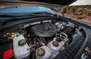 View Under Grand Cherokee 4xe Hood of Engine and Electric Motor
