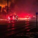Fire Trucks on Street at Night