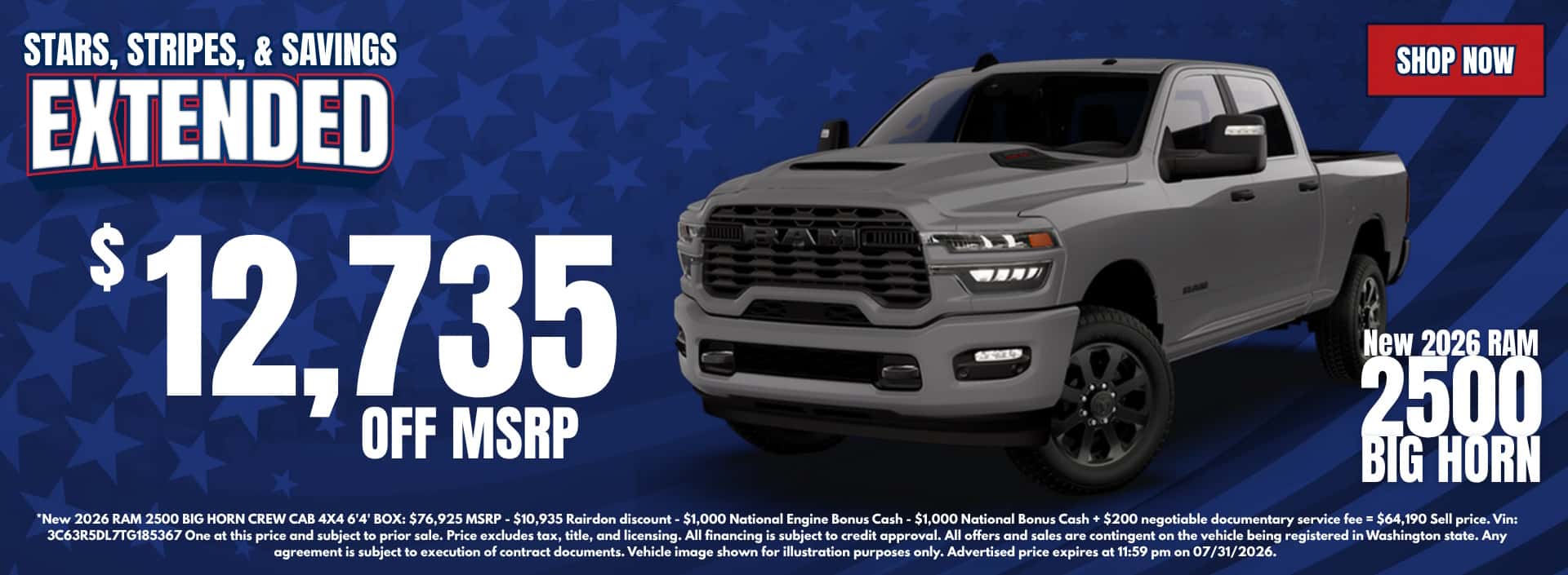 $12,735 off MSRP on New 2026 RAM 2500