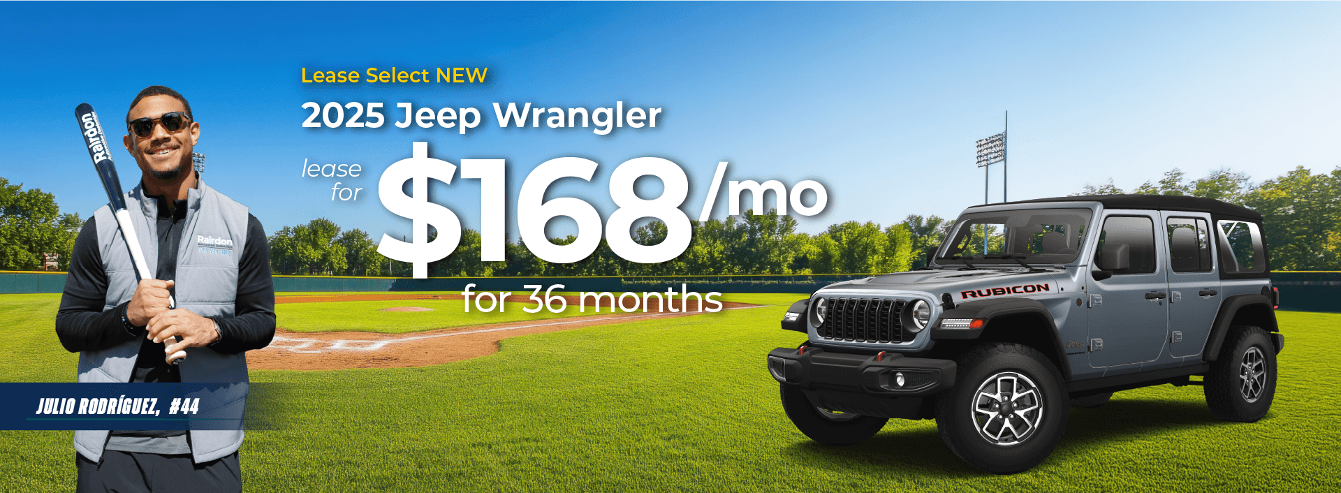 Lease Select New 2025 Jeep Wrangler for $168/mo for 36 months