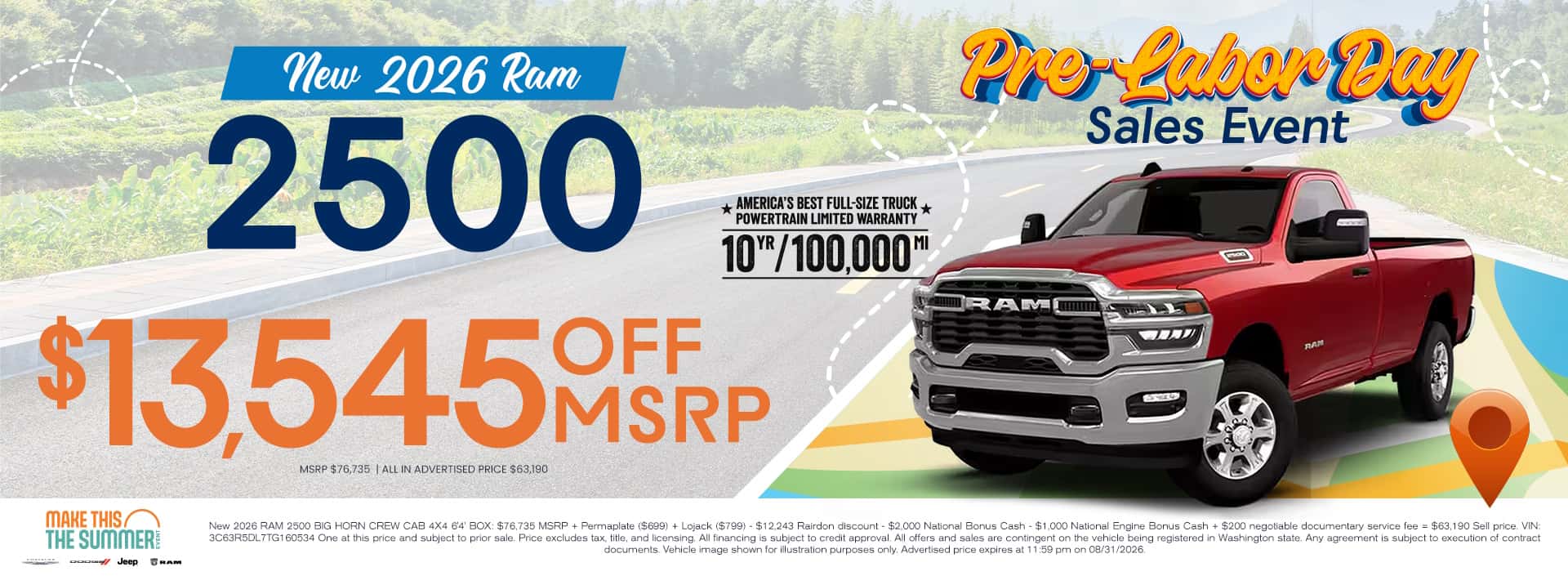 $13,545 off MSRP* on New 2026 RAM 2500