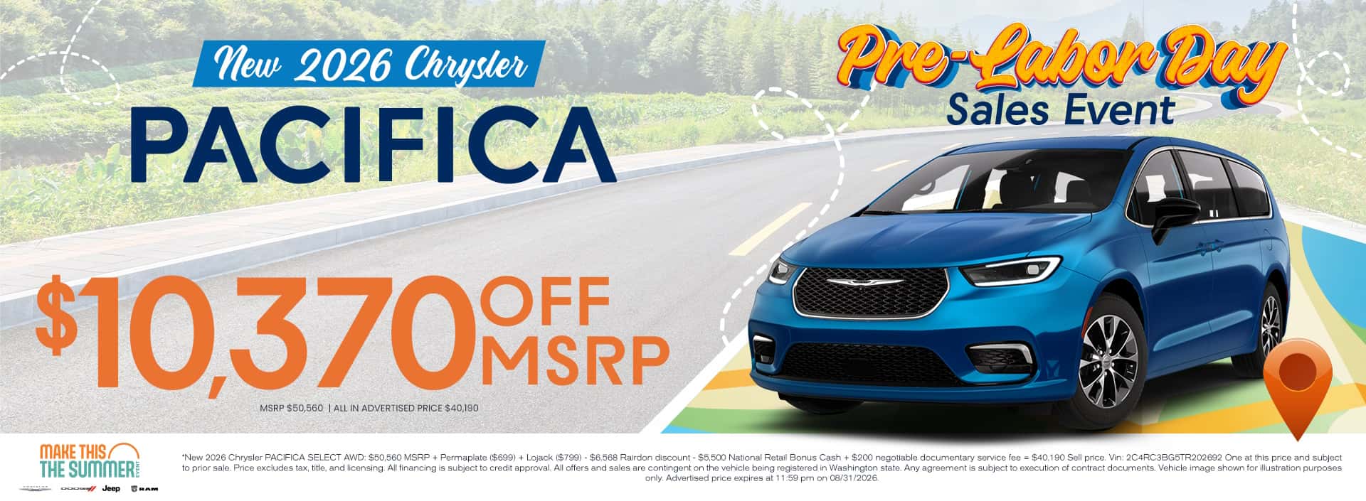 $10,370 off MSRP* on New 2026 Chrysler Pacifica