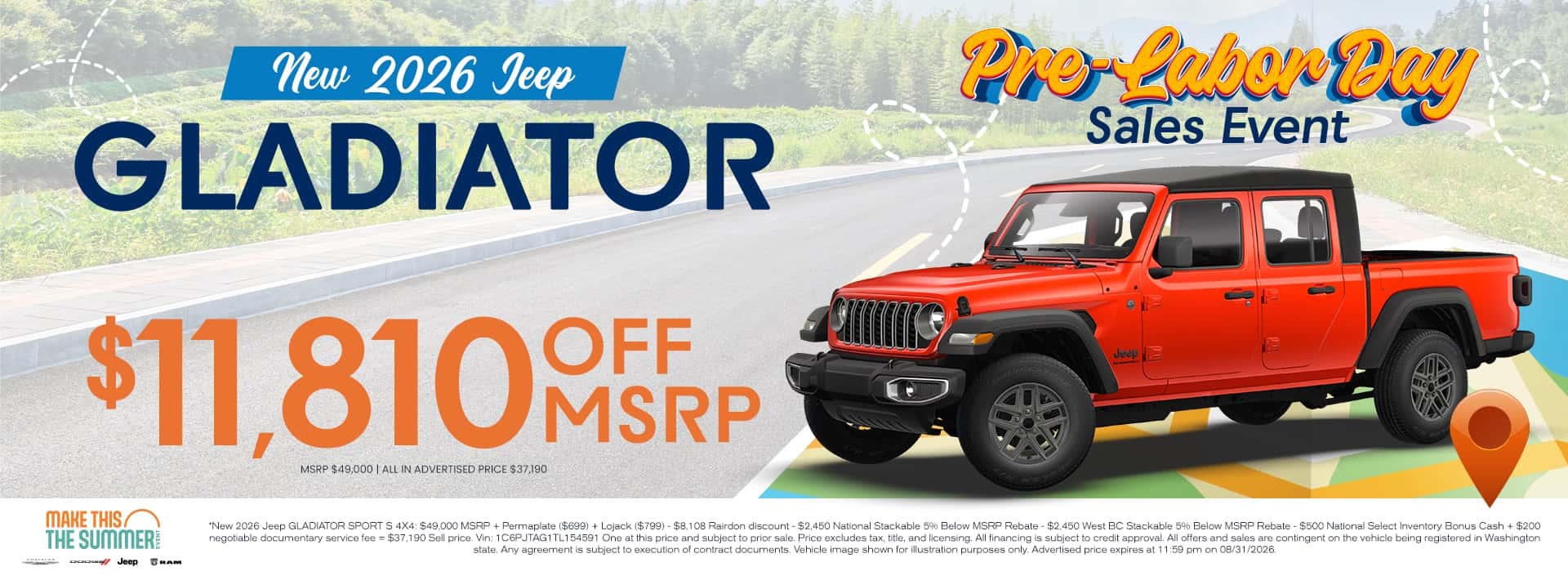 $11,810 off MSRP* on New 2026 Jeep Gladiator