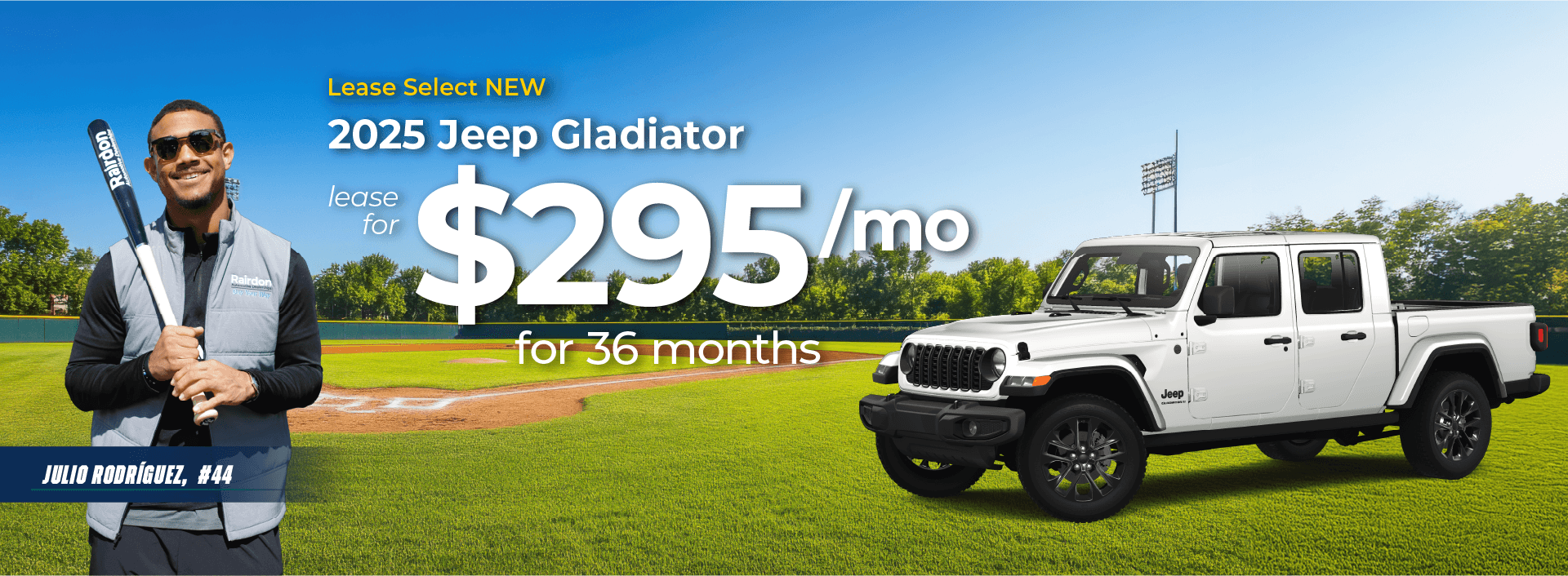 Lease Select New 2025 Jeep Gladiator for $295/mo for 36 months