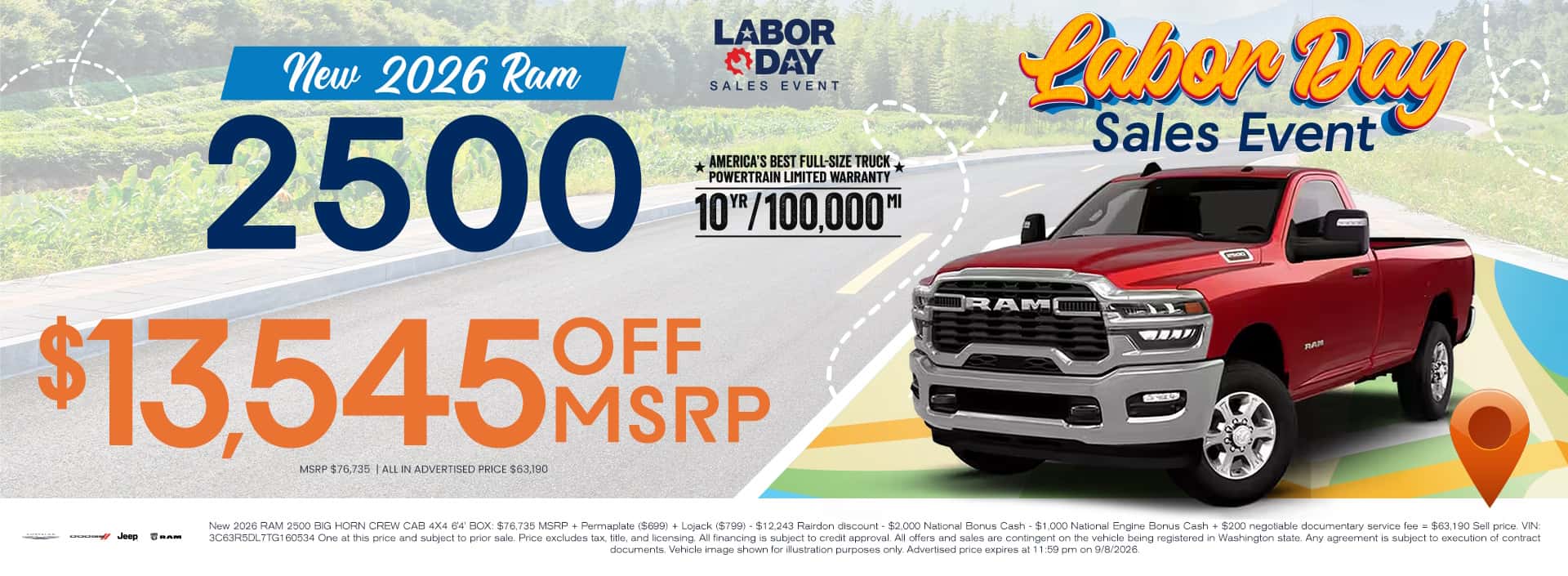 $13,545 off MSRP* on New 2026 RAM 2500