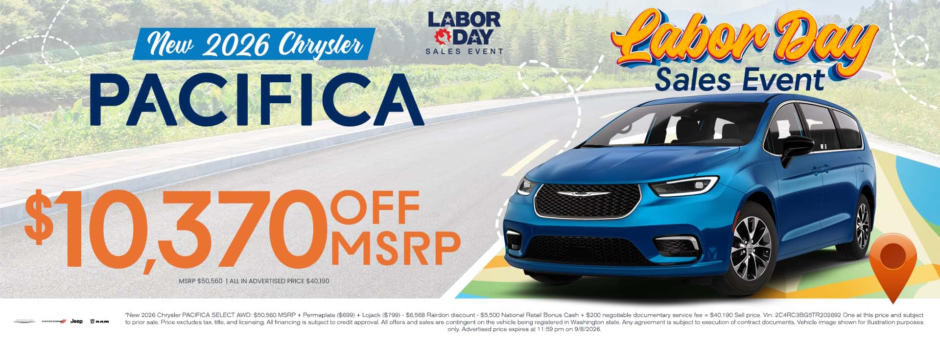 $10,370 off MSRP* on New 2026 Chrysler Pacifica