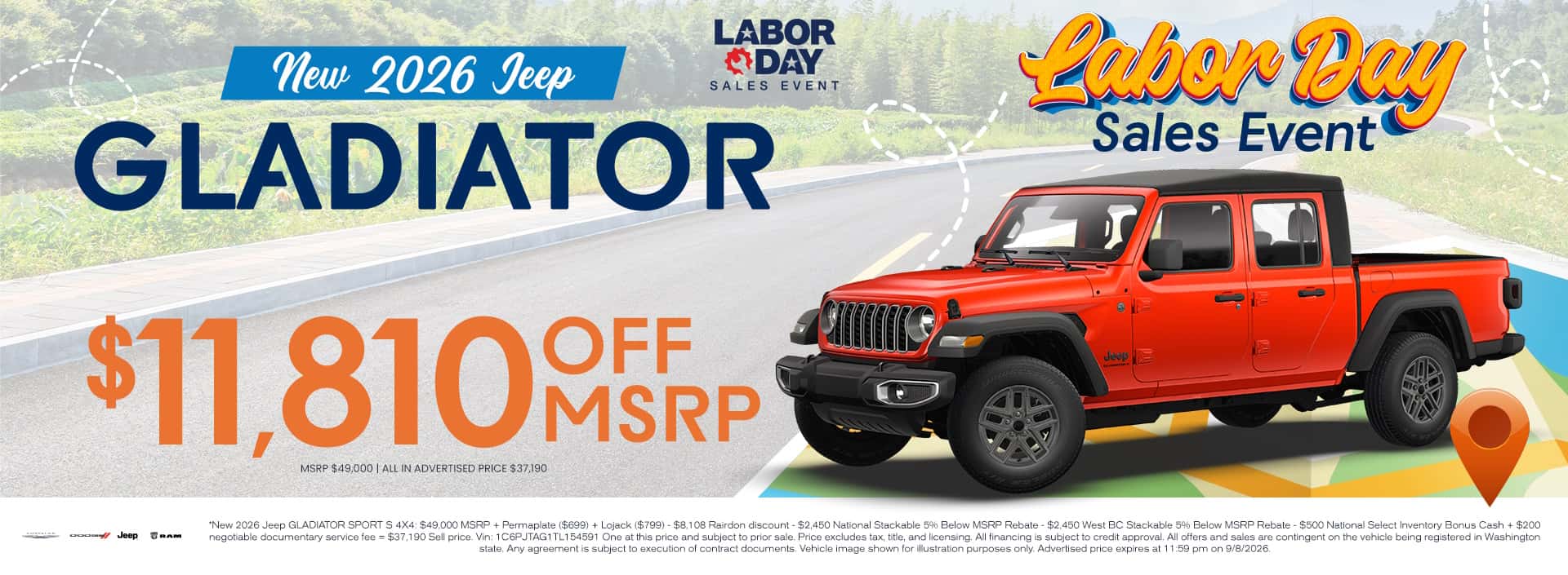 $11,810 off MSRP* on New 2026 Jeep Gladiator