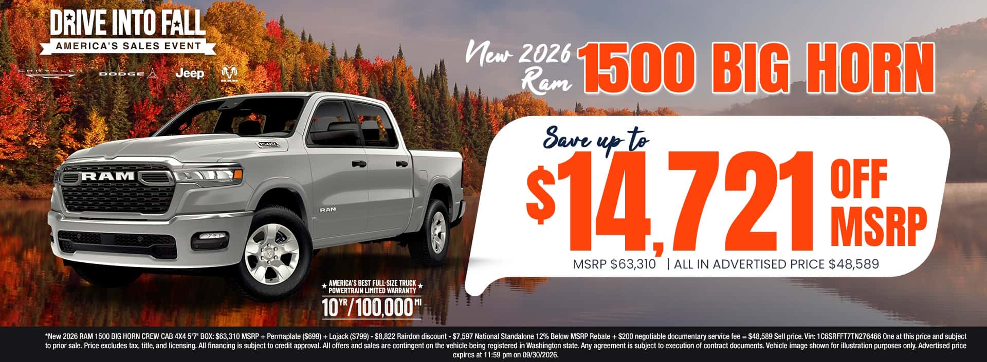 $14,721 off MSRP* on New 2026 RAM 1500