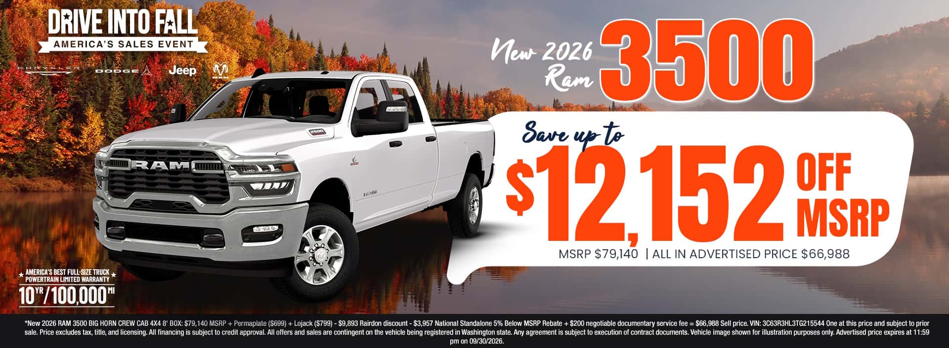 $12,152 off MSRP* on New 2026 RAM 3500