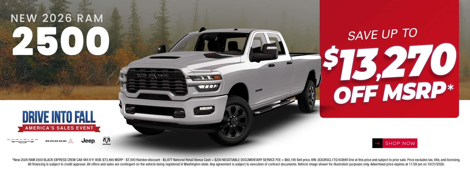 $13,270 off MSRP* on New 2026 RAM 2500