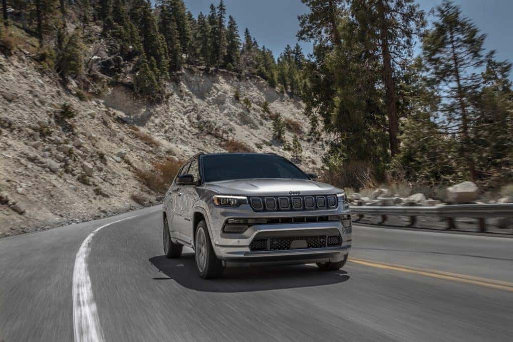 2022 Jeep Compass High Altitude silver mountain road