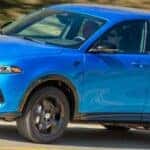 Side View of Blue 2024 Dodge Hornet