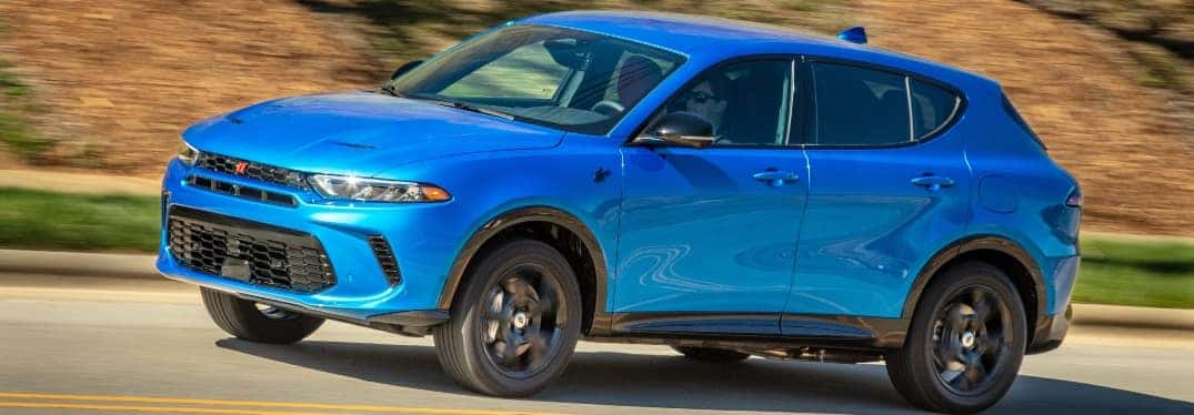 Side View of Blue 2024 Dodge Hornet