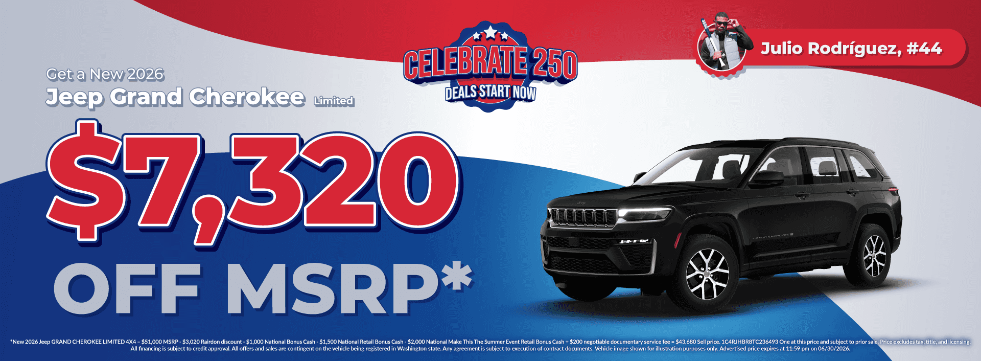 Get $7,320 off MSRP on New 2026 Jeep Grand Cherokee Limited