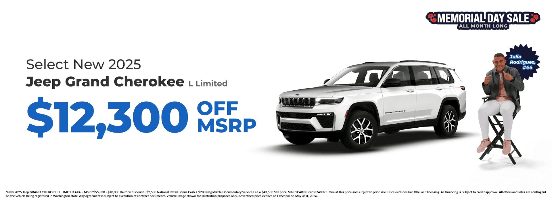Get $12,300 off MSRP on Select New 2025 Jeep Grand Cherokee L Limited