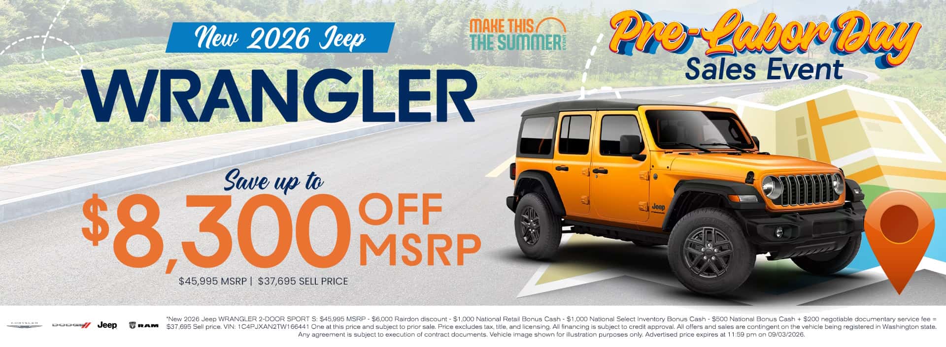 $8,300 off MSRP* on New 2026 Jeep Wrangler