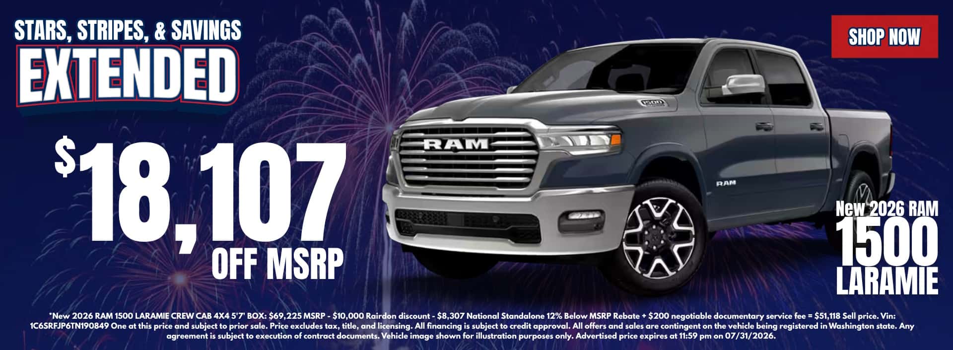 $18,107 off MSRP on New 2026 RAM 1500 Laramie