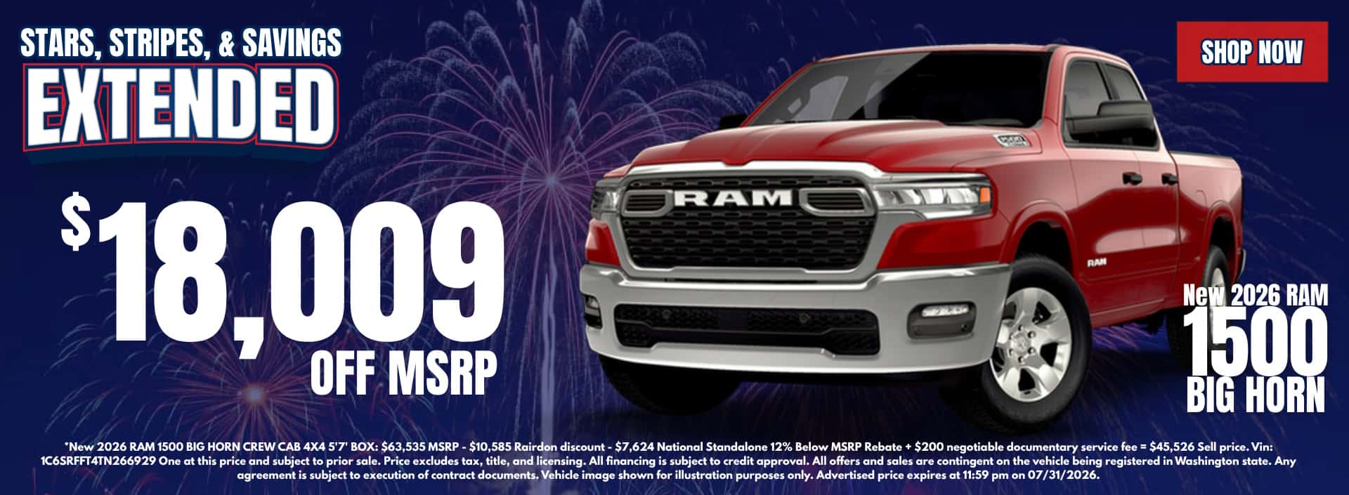 $18,009 off MSRP on New 2026 RAM 1500