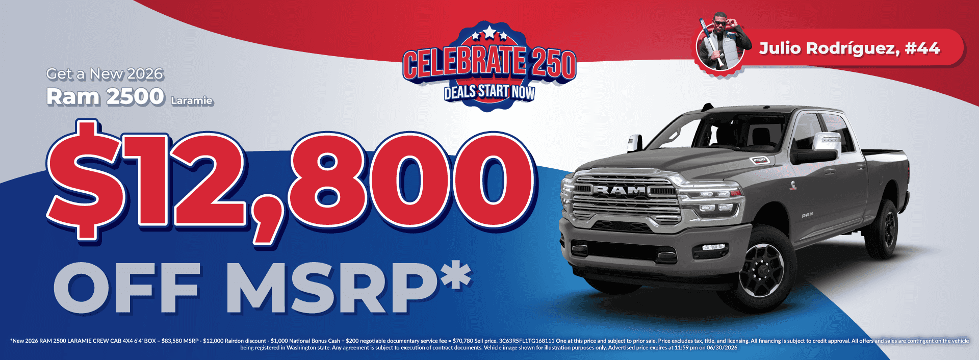 Get $12,800 off MSRP on New 2026 Ram 2500 Laramie