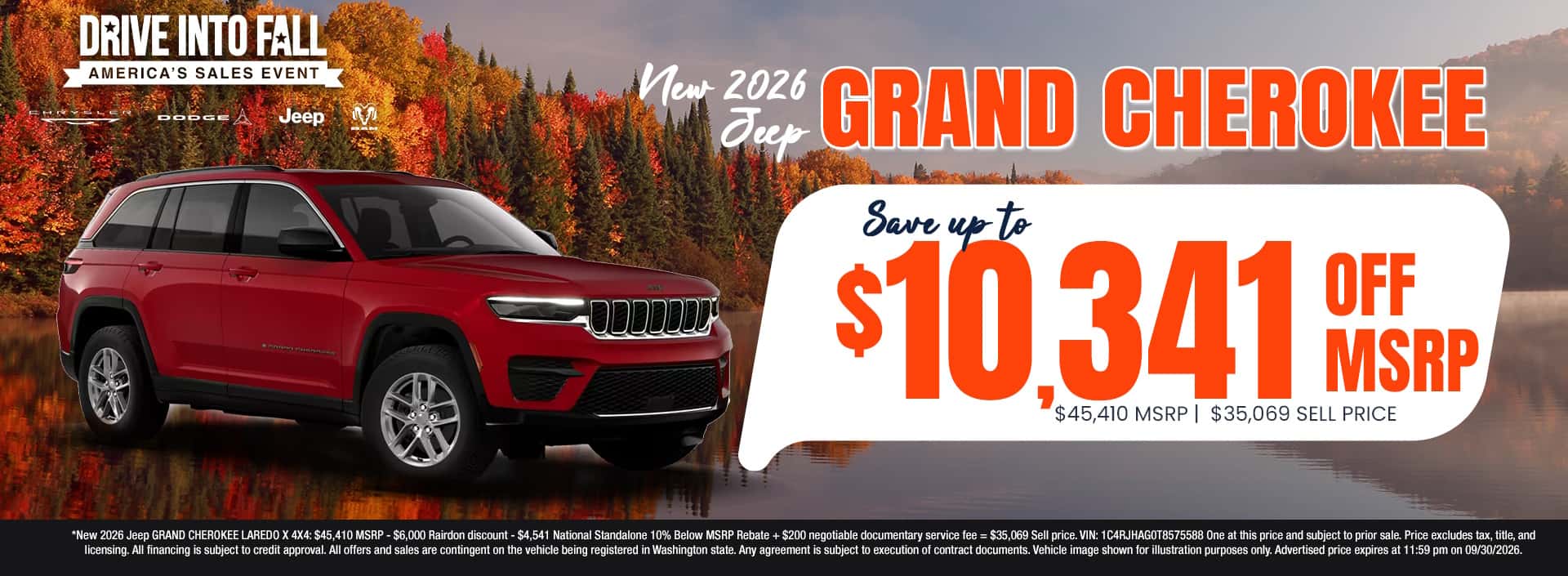 $10,341 off MSRP* on New 2026 Jeep Grand Cherokee