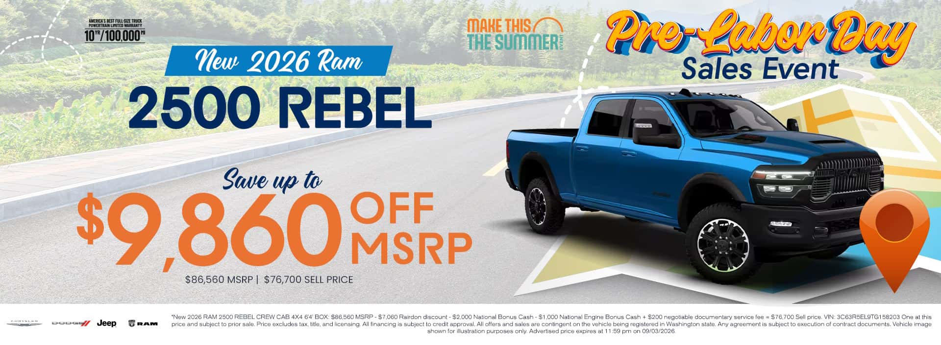 $9,860 off MSRP* on New 2026 RAM 2500 Rebel