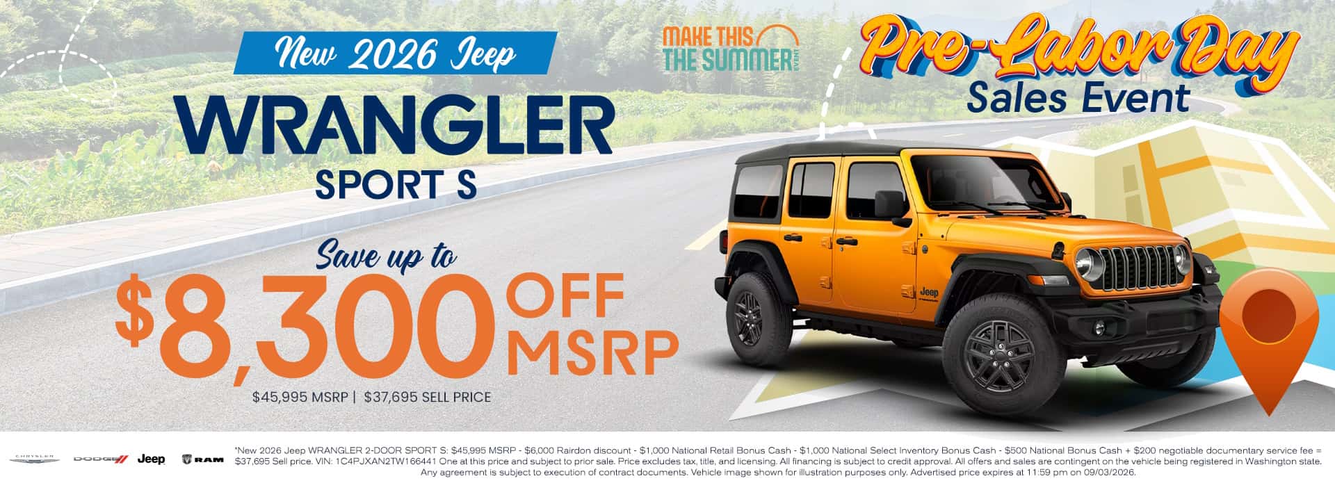 $8,300 off MSRP* on New 2026 Jeep Wrangler