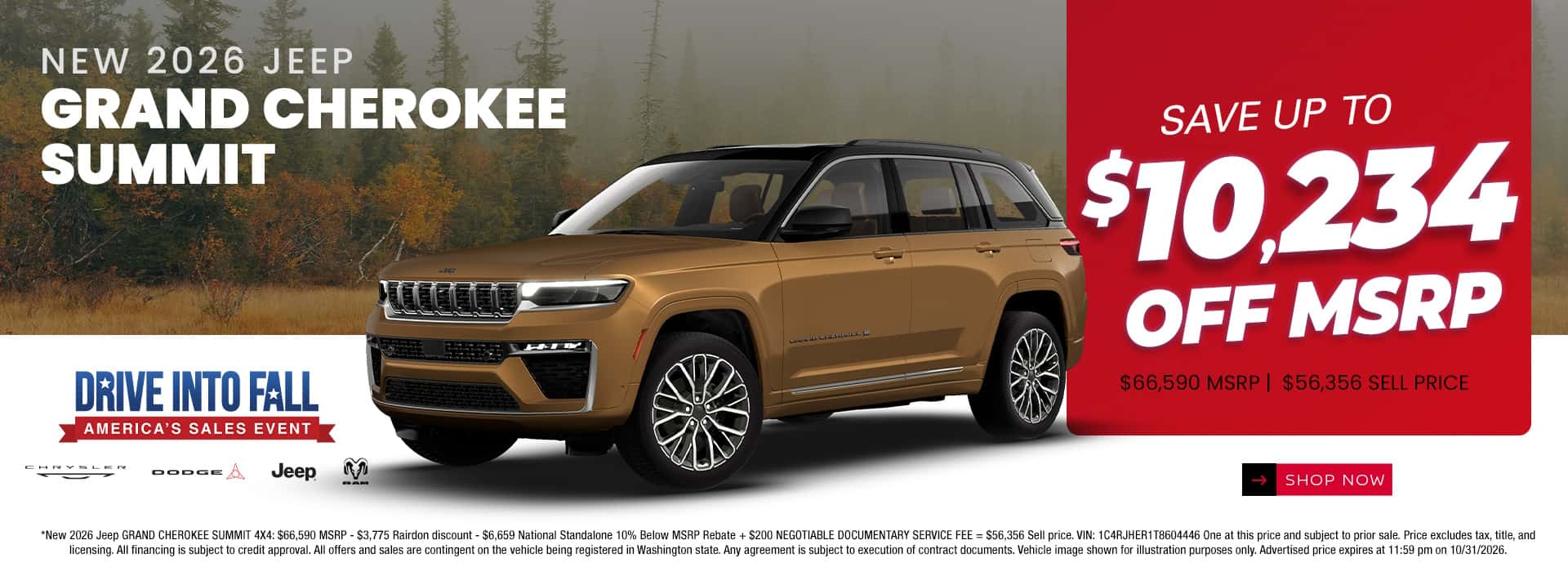 $10,234 off MSRP* on New 2026 Jeep Grand Cherokee Summit