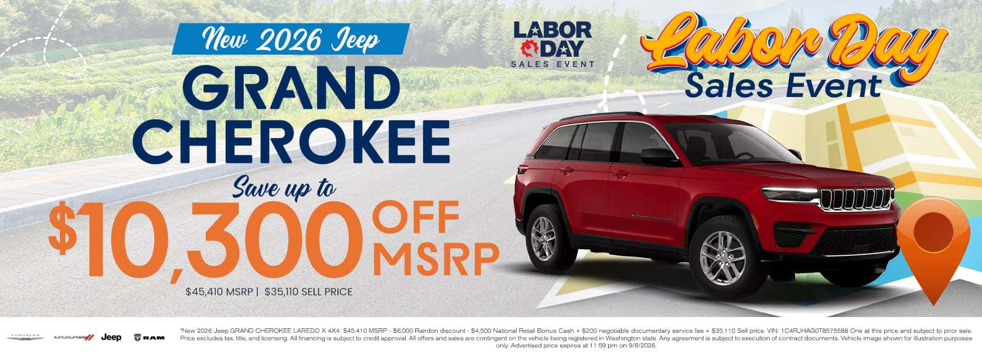 $10,300 off MSRP* on New 2026 Jeep Grand Cherokee