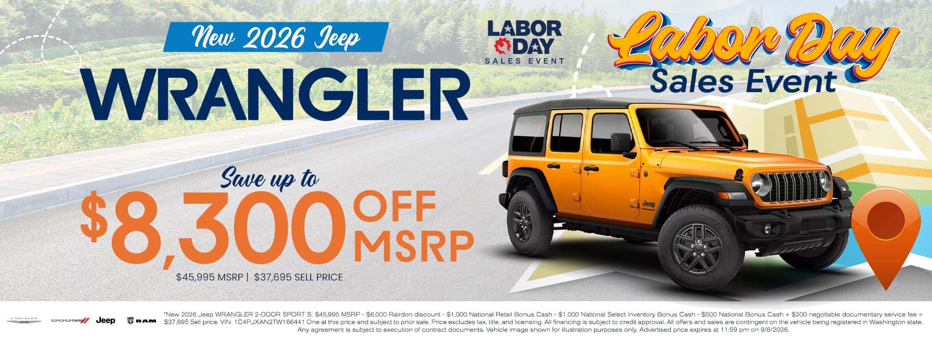 $8,300 off MSRP* on New 2026 Jeep Wrangler