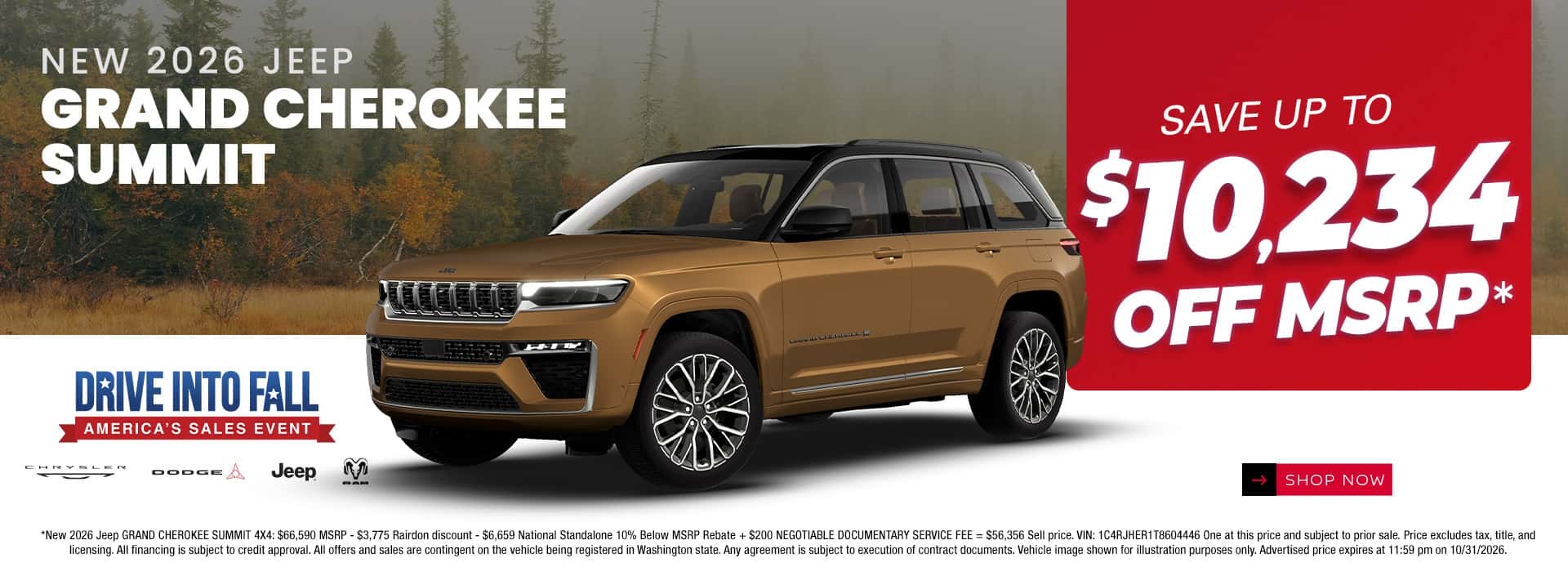 $10,234 off MSRP* on New 2026 Jeep Grand Cherokee Summit