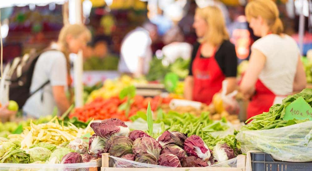 Farmers' market stall with variety of organic vegetable - Buford GA