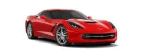 A red 2019 Chevy Corvette Stingray is facing right.