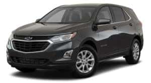 A black 2020 Chevy Equinox is facing left.