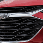 A view of the front end of a 2020 Chevy Malibu is shown.