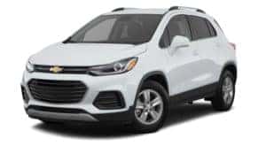 A white 2021 Chevy Trax is angled left.