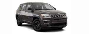 A black 2021 Jeep Compass is angled right.