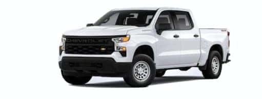 A white 2022 Chevy Silverado 1500 is angled left.