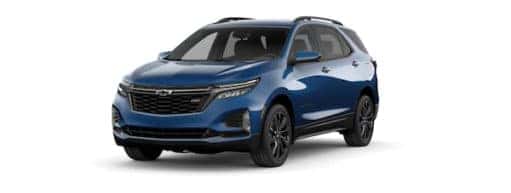 A blue 2022 Chevy Equinox RS is angled left.
