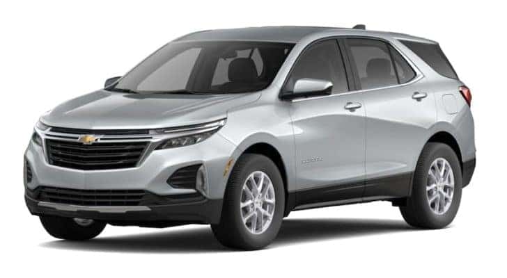 A silver 2022 Chevy Equinox LT is angled left.
