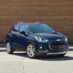 A blue 2018 Chevy Trax is shown from the front at an angle after the owner thought 'I should sell my car'.