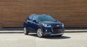 A blue 2018 Chevy Trax is shown from the front at an angle after the owner thought 'I should sell my car'.