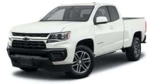 A white 2022 Chevy Colorado WT is angled left.