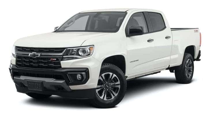 A white 2022 Chevy Colorado Z71 is angled left.