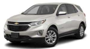 A silver 2022 Chevy Equinox LT is shown angled left.