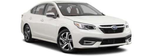 A white 2022 Subaru Legacy is shown angled right.