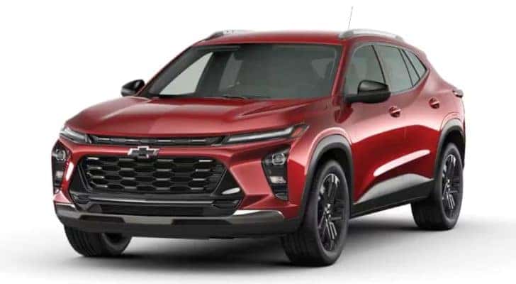 A red 2023 Chevy Trax Activ is shown angled left.
